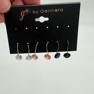 Gennaro 3 Pairs dangle  CZ Stud Earrings Set